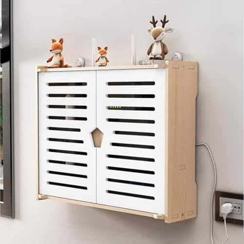 PUIOTEAI Router Schrank, Router Verstecken, WiFi Router Aufbewahrungsbox Set-Top Boxschwebende Regale Wandmontage Wohnzimmer Modem Kabel Router Abdeckung Multifunkti von PUIOTEAI