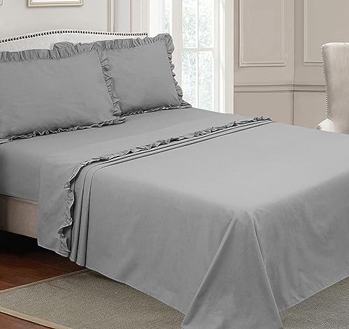 PURALUNA Bettwäsche-Set für Doppelbett aus Mikrofaser, mit italienischem Stil (Grau, 180 x 200 cm H25) von PURALUNA