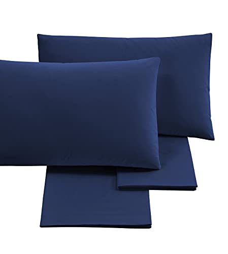 PURALUNA Bettwäsche-Set für französisches Bett, aus Baumwolle, hergestellt in Italien (Marineblau, französisches Bett) von PURALUNA