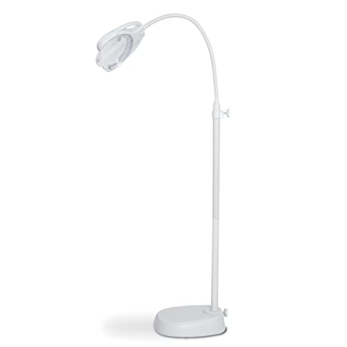 PURElite LED-Stehlampe mit Vergrößerungsfunktion, verstellbare Tischlampe, wiederaufladbar oder netzbetrieben, 3 Farbtemperaturen, weiß von PURElite