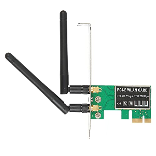 PUSOKEI Drahtlose Dualband-Netzwerkkarte, 2,4 G PCI Express-WLAN-Adapter mit 300 Mbit/s, 2 X 6 DB High-Gain-Antenne für Windows 98 XP 7 8-Serversystem von PUSOKEI