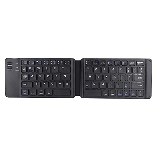 PUSOKEI Tragbare Tastatur, Ultradünne Wiederaufladbare BT 3.0-Klapptastatur, Eingebauter Akku, für IOS, PC, Tablet (Schwarz) von PUSOKEI