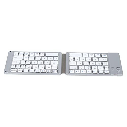 PUSOKEI Tragbare Tastatur, Ultradünne Wiederaufladbare BT 3.0-Klapptastatur, Eingebauter Akku, für IOS, PC, Tablet (Weiss) von PUSOKEI
