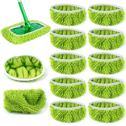 PUWOWYE 10 Stück Bodentücher Tücher Mikrofaser Set Kompatibel mit Swiffer, Wiederverwendbar Feuchte Bodentücher Kompatibel mit Swiffer Bodenwischer, Trockene Bodentücher Kompatibel mit Swiffer Mop von PUWOWYE