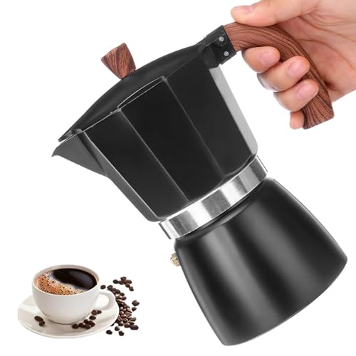 PZJFH 300 ml Espressokocher Moka Top Kaffeemaschine 6 Tassen Moka Induction Kaffeemaschine Hitzebeständiger Griff Herd Espressokocher aus Aluminiumlegierung Induktion für Mokka Cappuccinos, Lattes von PZJFH