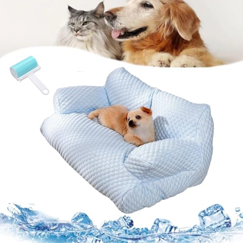 Ice Silk Cooling Pet Bed Breathable Washable Dog Sofa Bed,Dog Cooling Bed Summer Sleeping Cool Ice Silk Bed for Small,Medium, Large Dogs & Cats Breathable Washable Pet Beds von PZZPPU