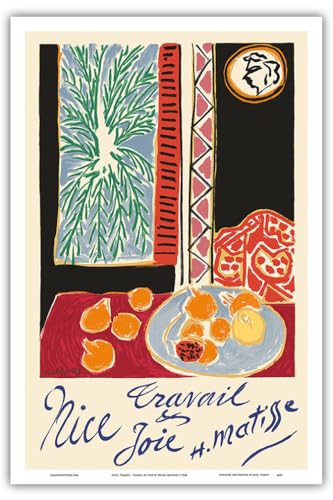 Pacifica Island Art Nizza, Frankreich - Arbeit und Freude - Stillleben mit Granatapfel - Vintage Retro Welt Reise Plakat Poster von Henri Matisse c.1948 - Kunstdruck - 31cm x 46cm von Pacifica Island Art