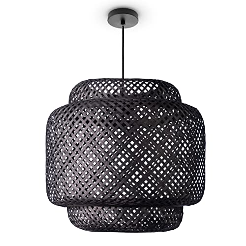 Paco Home Deckenlampe Bambus Hängelampe Korb Boho Lampe Esszimmer Ø40cm Wohnzimmer Hängend Rattan Natur Küche Vintage E27 Retro 1,5m Textilkabel von Paco Home