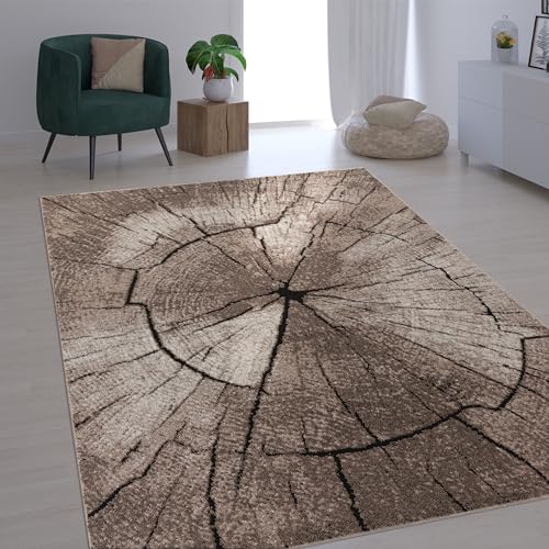 Paco Home Edler Designer Teppich Wohnzimmer Holzstamm Baum Optik Natur Grau Braun Beige, Grösse:80x150 cm von Paco Home