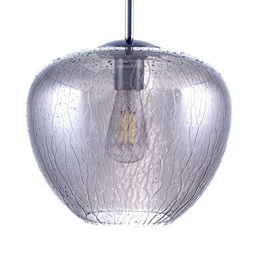 Paco Home Hängelampe Pendelleuchte Glas Lampenschirm Esszimmer Wohnzimmer Schlafzimmer Höhenverstellbar E27 Modern Rund, Leuchtmittel: ohne Leuchtmittel, Farbe: Schwarz-Chrome von Paco Home