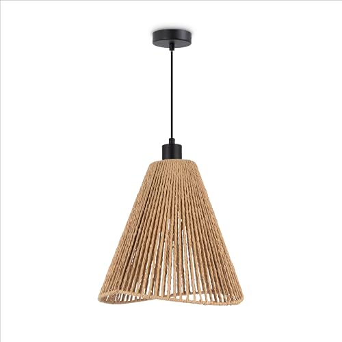 Paco Home LED Pendellampe Wohnzimmer Pendelleuchte Esszimmer Hängeleuchte Küche Lampenschirm Papier Deko Boho Style E27, Farbe:Schwarz, Leuchtenart___Farbe:Typ 3 von Paco Home