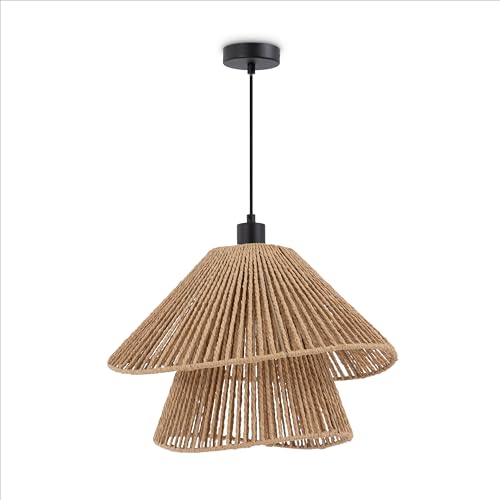 Paco Home LED Pendellampe Wohnzimmer Pendelleuchte Esszimmer Hängeleuchte Küche Lampenschirm Papier Deko Boho Style E27, Farbe:Schwarz, Leuchtenart___Farbe:Typ 5 von Paco Home