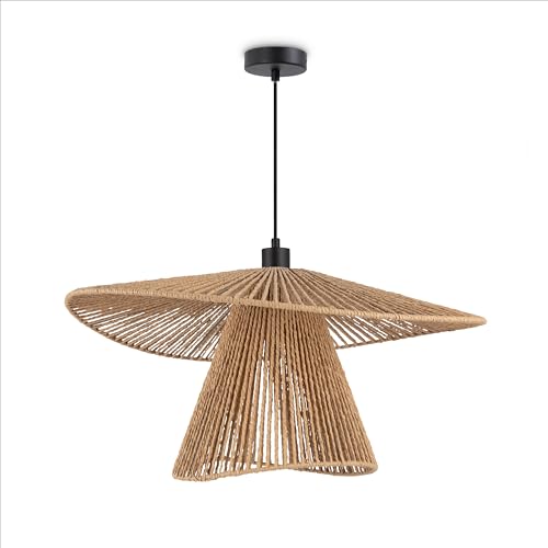 Paco Home LED Pendellampe Wohnzimmer Pendelleuchte Esszimmer Hängeleuchte Küche Lampenschirm Papier Deko Boho Style E27, Farbe:Schwarz, Leuchtenart___Farbe:Typ 6 von Paco Home