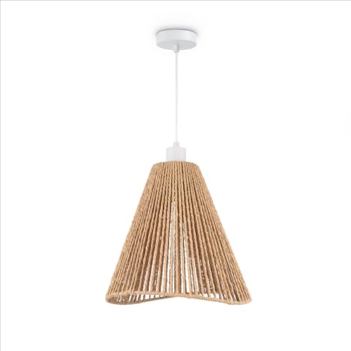 Paco Home LED Pendellampe Wohnzimmer Pendelleuchte Esszimmer Hängeleuchte Küche Lampenschirm Papier Deko Boho Style E27, Farbe:Weiß, Leuchtenart___Farbe:Typ 3 von Paco Home