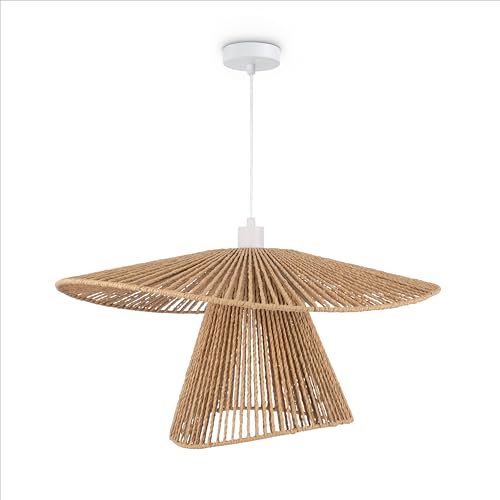 Paco Home LED Pendellampe Wohnzimmer Pendelleuchte Esszimmer Hängeleuchte Küche Lampenschirm Papier Deko Boho Style E27, Farbe:Weiß, Leuchtenart___Farbe:Typ 6 von Paco Home