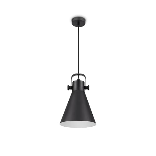 Paco Home Pendellampe Wohnzimmer Esszimmer Hängelampe Küche Esstischlampe Pendelleuchte 1,5m Textilkabel E27 Industriell, Lampenart:Pendelleuchte 1-Flammig, Farbe:Schwarz 2 von Paco Home