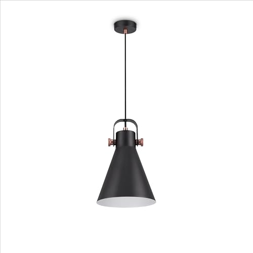 Paco Home Pendellampe Wohnzimmer Esszimmer Hängelampe Küche Esstischlampe Pendelleuchte 1,5m Textilkabel E27 Industriell, Lampenart:Pendelleuchte 1-Flammig, Farbe:Schwarz-Kupfer 1 von Paco Home