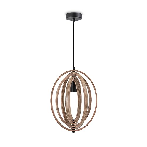 Paco Home Pendelleuchte Deko Wohnzimmer Hängelampe Esszimmer Leuchte Esstisch Lampe Schlafzimmer Lampenschirm Holz E27, Lampenart:Pendelleuchte - Typ 2, Farbe:Holz von Paco Home