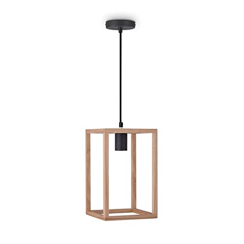 Paco Home Pendelleuchte Deko Wohnzimmer Hängelampe Esszimmer Leuchte Esstisch Lampe Schlafzimmer Lampenschirm Holz E27, Lampenart:Pendelleuchte - Typ 4, Farbe:Holz von Paco Home