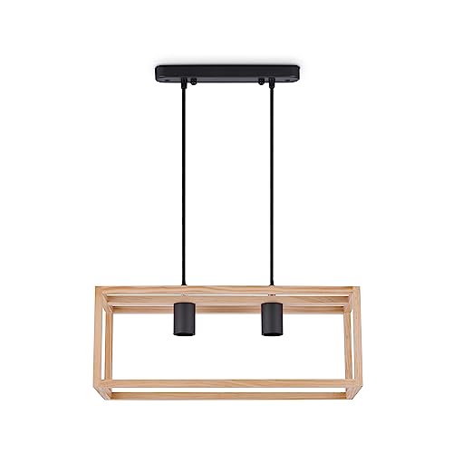 Paco Home Pendelleuchte Deko Wohnzimmer Hängelampe Esszimmer Leuchte Esstisch Lampe Schlafzimmer Lampenschirm Holz E27, Lampenart:Pendelleuchte - Typ 5, Farbe:Holz von Paco Home