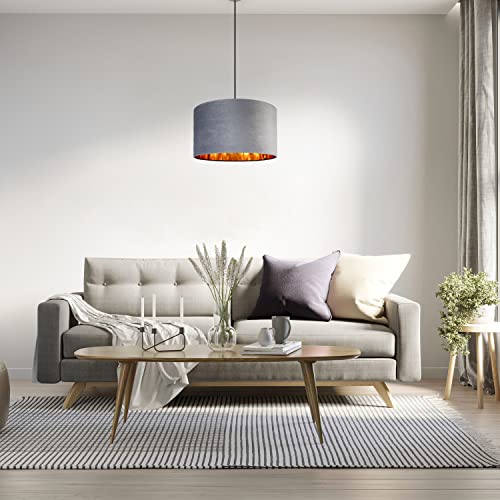 Paco Home Deckenlampe Pendelleuchte Hängelampe Wohnzimmer Esszimmer Schlafzimmer Lampenschirm Velours Industrial Samt E27 1,5m Textilkabel Kürzbar von Paco Home