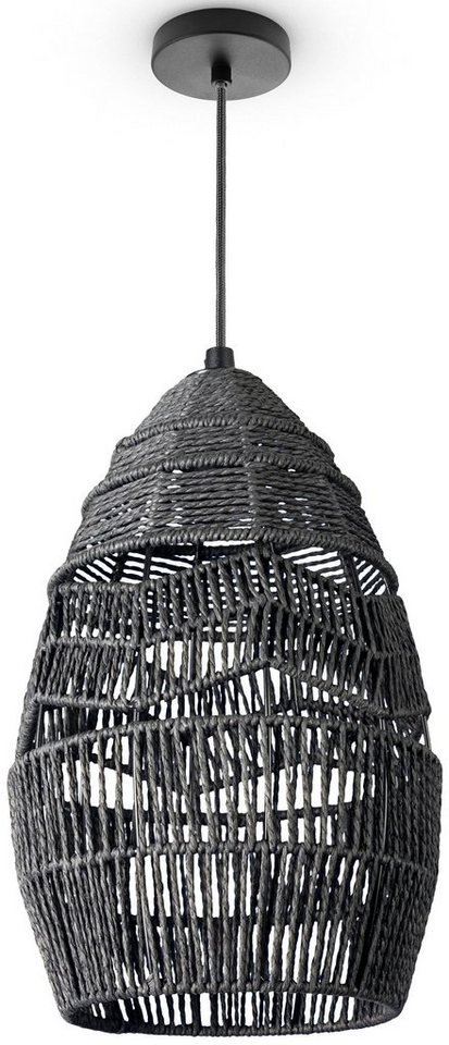 Paco Home Pendelleuchte VILLA, ohne Leuchtmittel, Hängeleuchte LED Esstisch Lampe Boho Papier E27 Natur von Paco Home