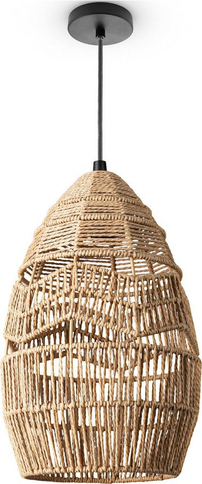 Paco Home Pendelleuchte VILLA, ohne Leuchtmittel, LED Pendelleuchte Esstisch Lampe Boho Deckenlampe Papier E27 Natur von Paco Home