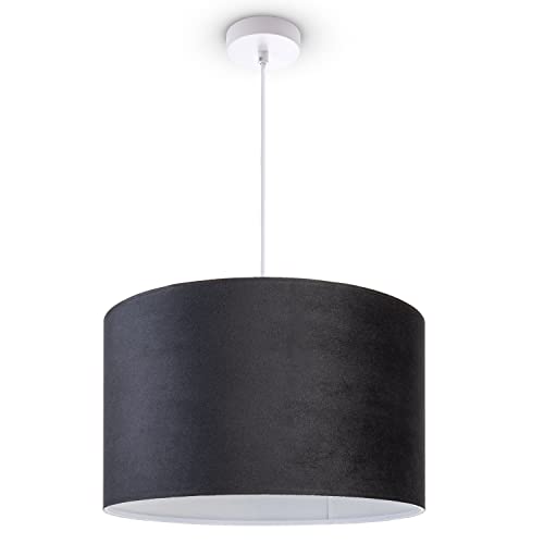 Paco Home Deckenlampe Pendelleuchte Hängelampe Wohnzimmer Esszimmer Schlafzimmer Lampenschirm Velours Industrial Samt E27 1,5m Textilkabel Kürzbar von Paco Home