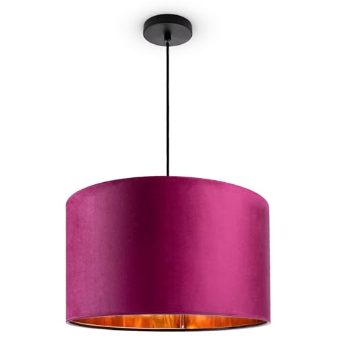 Paco Home Deckenlampe Pendelleuchte Hängelampe Wohnzimmer Esszimmer Schlafzimmer Lampenschirm Velours Industrial Samt E27 1,5m Textilkabel Kürzbar von Paco Home