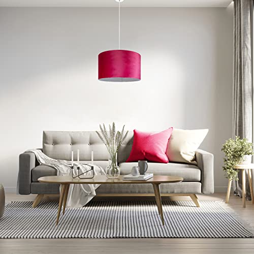 Paco Home Deckenlampe Pendelleuchte Hängelampe Wohnzimmer Esszimmer Schlafzimmer Lampenschirm Velours Industrial Samt E27 1,5m Textilkabel Kürzbar von Paco Home