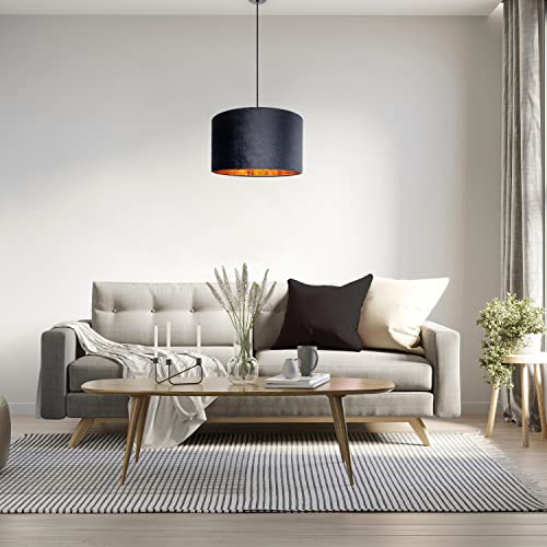 Paco Home Deckenlampe Pendelleuchte Hängelampe Wohnzimmer Esszimmer Schlafzimmer Lampenschirm Velours Industrial Samt E27 1,5m Textilkabel Kürzbar von Paco Home