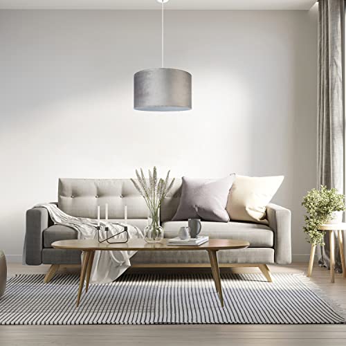 Paco Home Deckenlampe Pendelleuchte Hängelampe Wohnzimmer Esszimmer Schlafzimmer Lampenschirm Velours Industrial Samt E27 1,5m Textilkabel Kürzbar von Paco Home