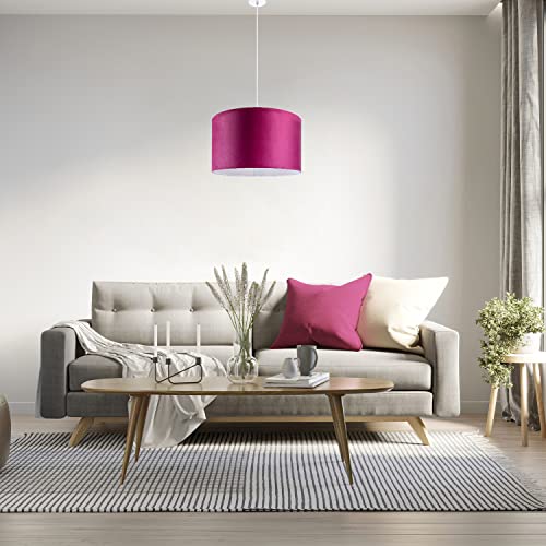 Paco Home Deckenlampe Pendelleuchte Hängelampe Wohnzimmer Esszimmer Schlafzimmer Lampenschirm Velours Industrial Samt E27 1,5m Textilkabel Kürzbar von Paco Home