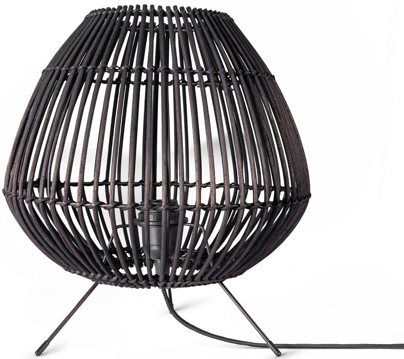 Paco Home Tischleuchte PIRU, ohne Leuchtmittel, Rattan Boho Style Dreibein Natur Nacht E27 von Paco Home