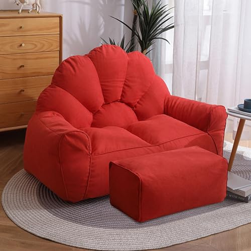 PacuM Double Lazy Bean Bag Chair Cover, Stuffed Toy Storage Bean Bag Chair Cover with Zip Sitzsackbezug ohne Füllung Perfekt zum Relaxen im Wohnzimmer oder Schlafzimmer,Rot von PacuM