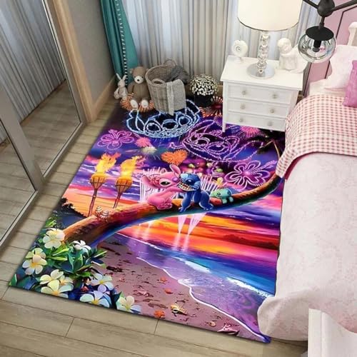 PacuM Moderne Teppiche Wohnzimmer Teppich, 3D Anime Stitch Game rutschfeste Teppich, Schlafzimmer Kinderboden Spielplatz Teppichmatte, Für Kinderzimmer, Wohnzimmer, Fußmatte 50×80CM von PacuM