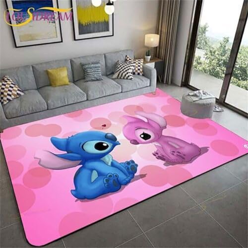 PacuM Moderne Teppiche Wohnzimmer Teppich, 3D Anime Stitch Game rutschfeste Teppich, Schlafzimmer Kinderboden Spielplatz Teppichmatte, Für Kinderzimmer, Wohnzimmer, Fußmatte 50×80CM von PacuM