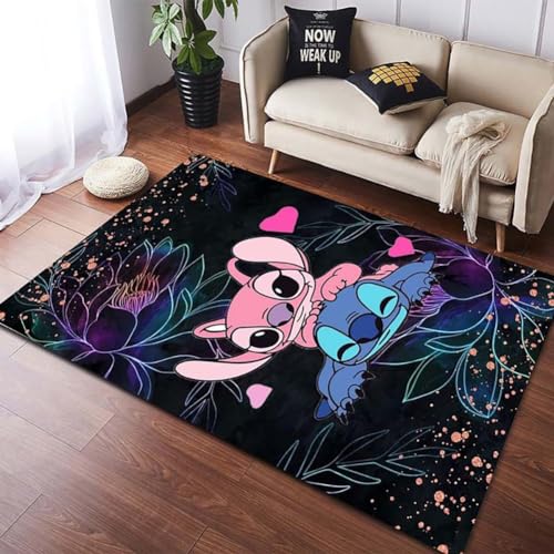 PacuM Teppich Großes Kinder 3D-Vorleger Teppichboden Anime Matte Kinder Schlafzimmer Fußmatte rutschfeste Matte Wohnzimmer Stitch Undere Teppiche Wohnkultur, 80x120cm von PacuM