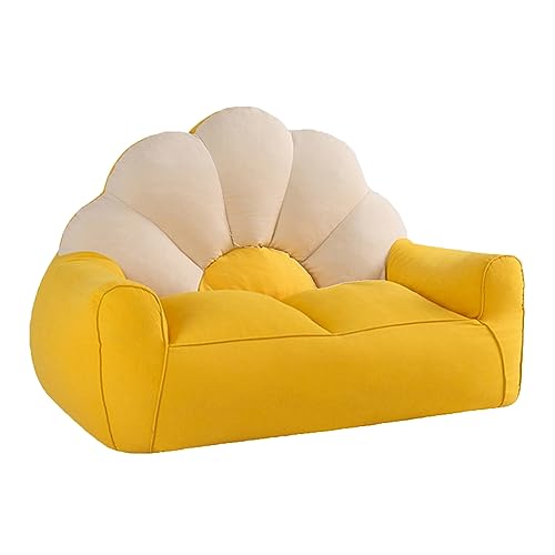 Sitzsackbezug ohne Füllung, Lazy Lounger Sitzsack Stuhlbezug, Riesen Bean Bag Chair Soft and Comfortable, Optimal Support for The Back 134 x 71 x 90cm,White Yellow von PacuM