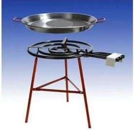 Paella Grillset "Cordoba" mit 3-flammigem, 55cm Gasbrenner (20,50 KW), 65cm Pfanne, !!! 70er Aludeckel !!!, verstärkte Füsse, incl. Schlauch und Druckminderer von Paelleras EL CID