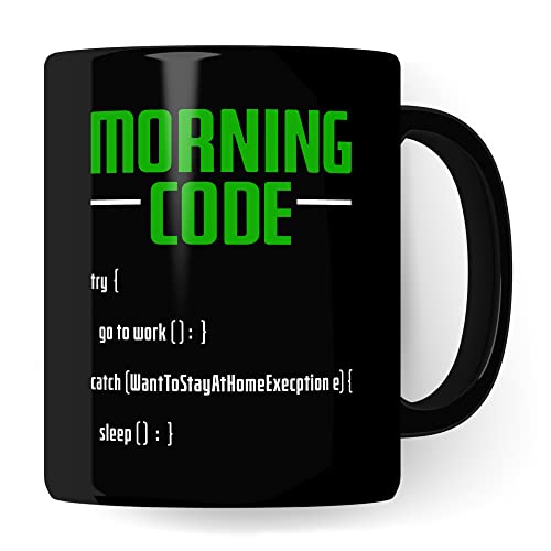 Informatiker Tasse Kaffeetasse Informatik-Student Morning Code Programmieren Kaffee-Becher lustig Geschenk Sarkasmus Geschenkidee Programmierer (Schwarz) von Pagma Druck