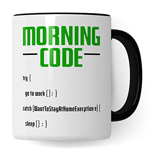 Informatiker Tasse Kaffeetasse Informatik-Student Morning Code Programmieren Kaffee-Becher lustig Geschenk Sarkasmus Geschenkidee Programmierer (Weiß/Schwarz) von Pagma Druck