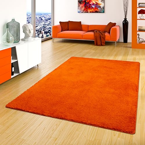 Palace Hochflor Shaggy Teppich Orange in 24 Größen von Palace