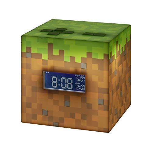 Paladone Minecraft Wecker mit Offizieller Sonnenaufgang Musik, 13 x 13, Braun / Grün von Paladone