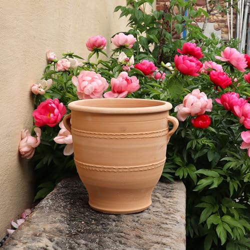 Frostfestes Pflanzgefäß aus Terrakotta | Pflanzkübel Rosa 3 | Handgefertigter Blumentopf aus Grienchenland von Palatina Werkstatt