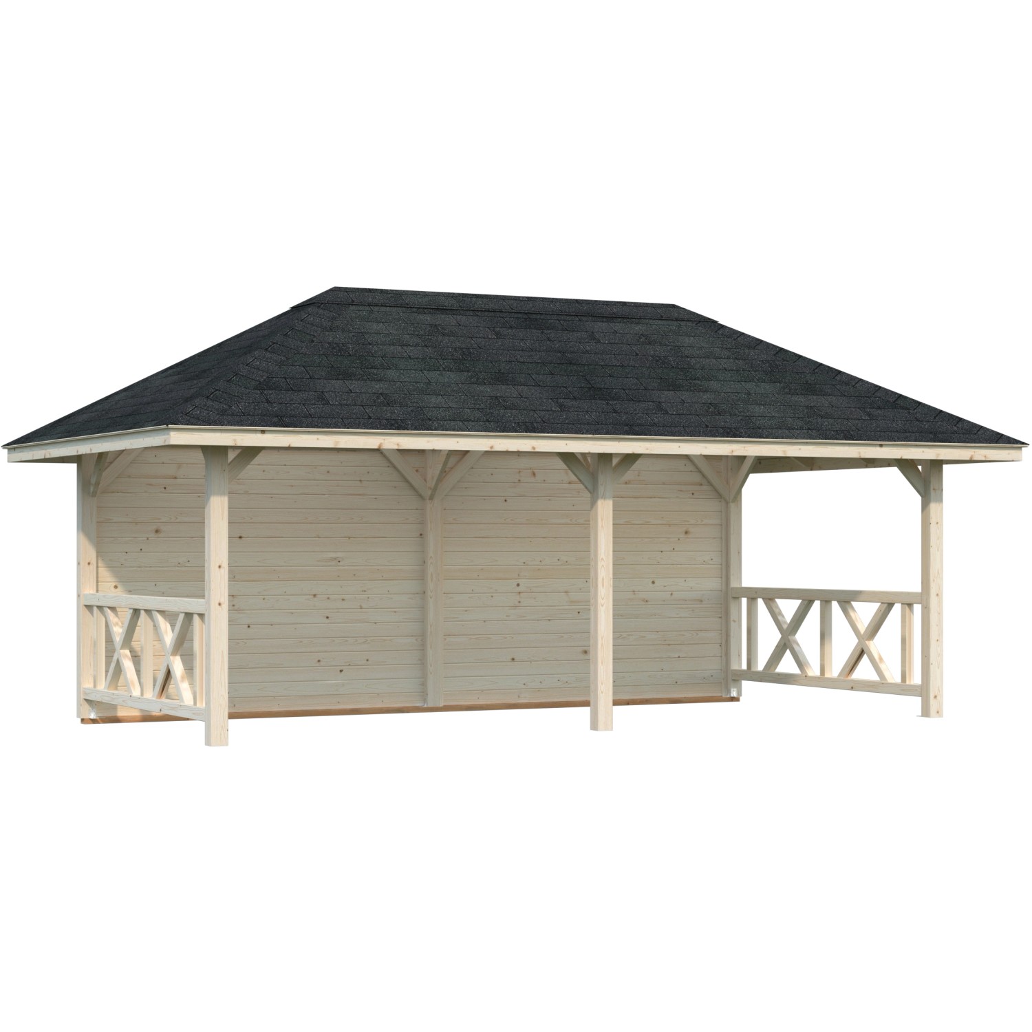 Palmako Holz-Pavillon Bianca 16,6 m² Set 2 Natur / Unbehandelt von Palmako