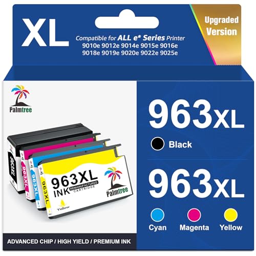 963XL Tintenpatrone Kompatibel für HP 963XL Multipack für HP OfficeJet Pro 9010 9010e 9012 9012e 9014 9014e 9015 9015e 9016 9016e 9018 9018e 9019 9019e 9020 9020e 9022 9025e (4 Farben Multipack) von Palmtree