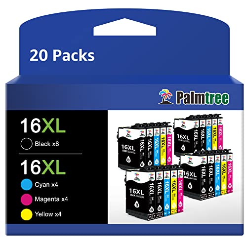 Palmtree 16XL Multipack Druckerpatronen Kompatible für 16XL 16 XL Patronen für Workforce WF-2760 WF-2630 WF-2510 WF-2660 WF-2010 WF-2540 W-F2750 WF-2650 WF-2520 WF-2530 (20 Pack) von Palmtree