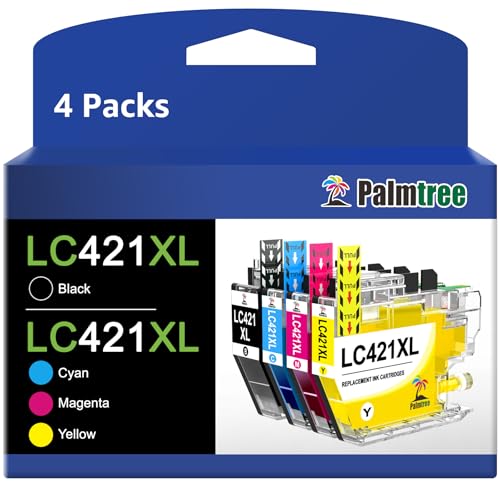 Palmtree LC-421XLVAL LC421 Patronen Multipack Kompatible für Brother LC-421XL Druckerpatronen für Brother DCP-J1050DW DCP-J1140DW MFC-J1010DW Tintenpatronen (Schwarz, Cyan, Magenta, Gelb, 4-Pack) von Palmtree