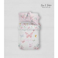 Floral Butterfly Bettwäsche, Maßgeschneiderte Süße Schmetterlingsbettwäsche, Mädchenbettwäsche, Kleinkindbettwäsche, Personalisierte Bettwäsche von PamAndAnder